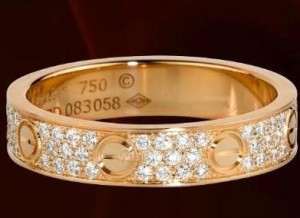 Cartier Cartier-LOVE series 18K rose gold full diamond ring