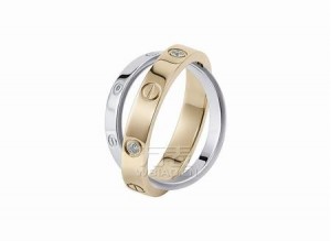 Cartier Cartier-LOVE series 18K rose gold + 18K white gold diamond ring six