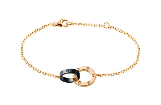 Cartier-bracelet-double-ring-black-yellow-gold