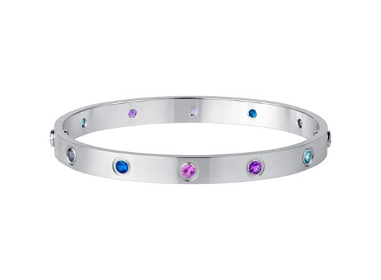 Cartier Love Bracelet White Gold Colorful Diamonds 