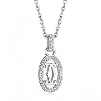 Cartier Logo Double C Necklace In White Gold With Diamonds