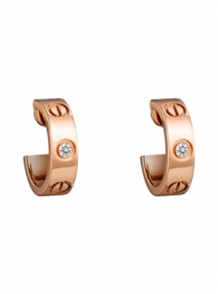 1:1 Replica Cartier Love Earring 18K Pink Gold With 2 Diamonds B8301218