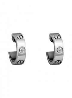 1:1 Replica Cartier Love Earring 18K White Gold With 2 Diamonds B8022800