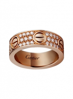 Replica Cartier Love Ring 18K Pink Gold Paved Diamonds B4087600