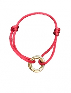 Replica Trinity de Cartier Bracelet 18k gold diamond Red Cotton