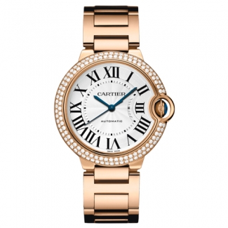 Ballon Bleu de Cartier medium swiss automatic watch 18kt pink gold diamonds bezel