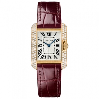 Cartier Tank Anglaise small diamond watch WT100013 18K pink gold leather strap