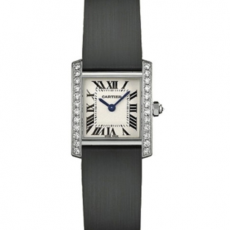 Cartier Tank Francaise diamond ladies watch WE100231 steel black stain strap