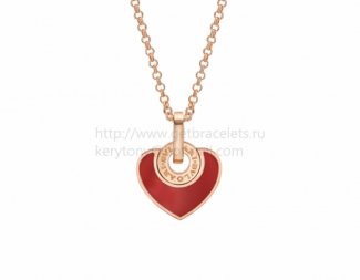 Fake BVLGARI BVLGARI Cuore Pendant in Rose Gold with Carnelian