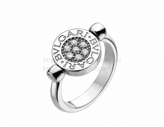 Cheap BVLGARI BVLGARI Flip White Gold Ring with Black Onyx and Pave Diamonds