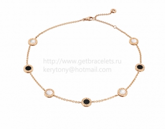 Copy BVLGARI BVLGARI Necklace in Pink Gold with Mother of Pearl and Onyx