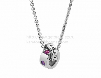 Copy BVLGARI BVLGARI Necklace with White Gold with Amethysts and Pink Tourmalines