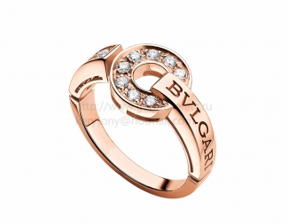 Replica BVLGARI BVLGARI Pink Gold Ring with Pave Diamonds