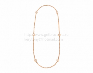 Fake BVLGARI BVLGARI Sautoir Pink Gold Necklace with Mother of Pearl and Pave Diamonds