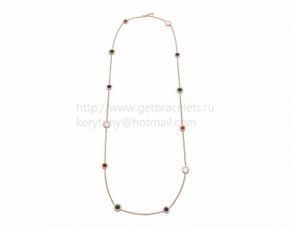 Replica BVLGARI BVLGARI Sautoir in Pink Gold with Mother of Pearl Carnelian Malachite Lapis