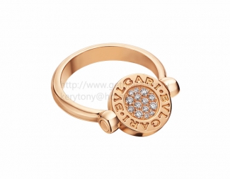 Fake BVLGARI BVLGARI flip Ring Pink Gold with Mother of Pearl and Pave Diamonds