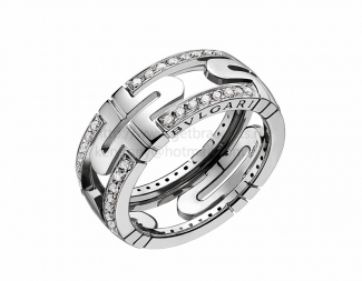 Replica BVLGARI Parentesi Small White Gold Ring with Demi Pave Diamonds