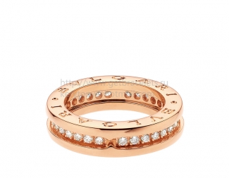 Replica Bvlgari B.zero1 1-Band Rose Gold Ring with Pave Diamonds