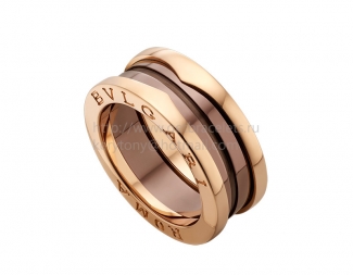 Replica Bvlgari B.zero1 2-Band Ring in Rose Gold and Cermet