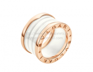 Replica Bvlgari B.zero1 4-Band Rose Gold Ring with White Ceramic