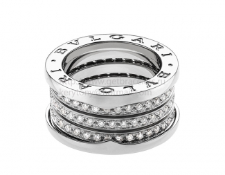 Replica Bvlgari B.zero1 4-Band White Gold Ring with Pave Diamonds