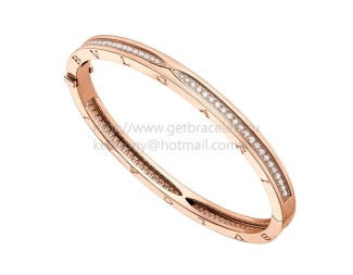 Replica Bvlgari B.zero1 Bangle Bracelet in Rose Gold with Pave Diamonds