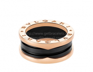 Replica Bvlgari B.zero1 Black Ceramic and Rose Gold Ring