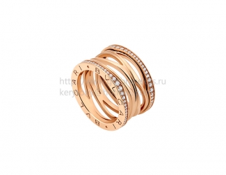 Replica Bvlgari B.zero1 Design Legend 4-Band Ring in Rose Gold Set with Pave Diamonds