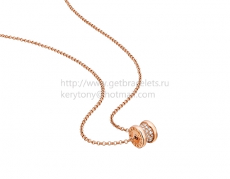 Replica Bvlgari B.zero1 Rose Gold Necklace with Pave Diamonds