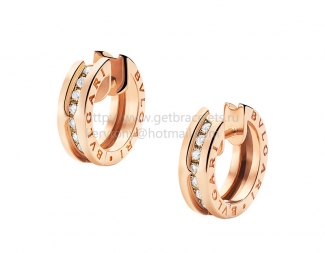 Replica Bvlgari B.zero1 Small Rose Gold and Pave Diamond Hoop Earrings