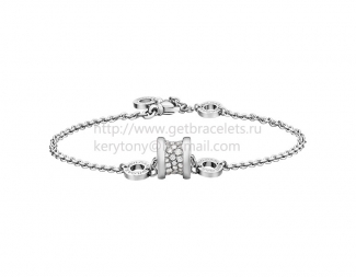 Replica Bvlgari B.zero1 Soft Bracelet in White Gold with Pave Diamonds