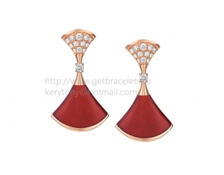 Replica Bvlgari DIVAS' Dream Earrings Rose Gold with Carnelian and Diamonds