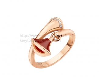 Replica Bvlgari DIVAS' Dream Ring Rose Gold with Carnelian and Pave Diamonds