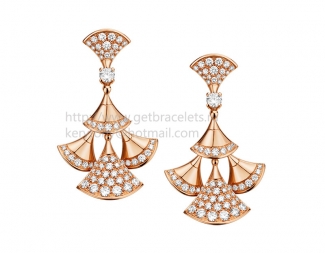 Replica Bvlgari DIVAS' Dream Rose Gold Earrings with Pave Diamonds