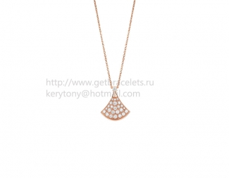 Replica Bvlgari Divas' Dream Necklace in Rose Gold with Pave Diamonds