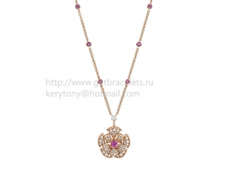 Replica Bvlgari Divas' Dream Necklace in Rose Gold with Rose Sapphires and Pave Diamonds