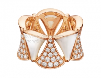 Replica Bvlgari Divas' Dream Ring Rose Gold with Mother of Pearl and Pave Diamonds