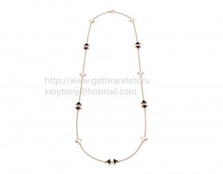 Replica Bvlgari Divas' Dream Sautoir Necklace in Rose Gold with Mother of Pearl and Black Onyx