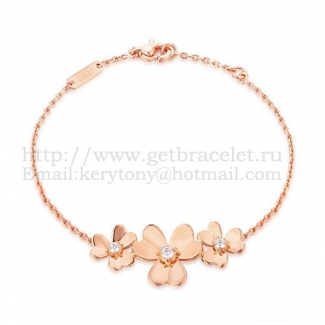 Van Cleef & Arpels Flowers Frivole Bracelet 3 Flowers Pink Gold With Diamond