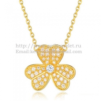 Van Cleef Arpels Frivole Necklace Yellow Gold With Pave Diamonds