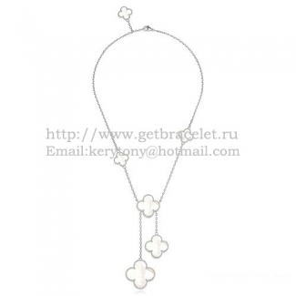 Van Cleef & Arpels Magic Alhambra Necklace White Gold 6 Motifs With White Mother Of Pearl