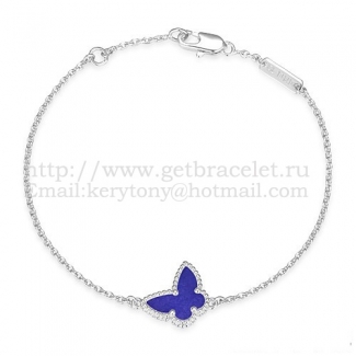 Van Cleef & Arpels Sweet Alhambra Butterfly Bracelet White Gold With Lapis Stone Mother Of Pearl