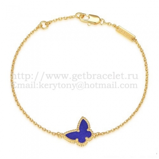 Van Cleef & Arpels Sweet Alhambra Butterfly Bracelet Yellow Gold With Lapis Stone Mother Of Pearl