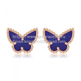 Van Cleef & Arpels Sweet Alhambra Butterfly Earrings Pink Gold With Lapis Stone Mother Of Pearl