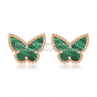 Van Cleef & Arpels Sweet Alhambra Butterfly Earrings Pink Gold With Malachite Mother Of Pearl