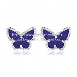 Van Cleef & Arpels Sweet Alhambra Butterfly Earrings White Gold With Lapis Stone Mother Of Pearl