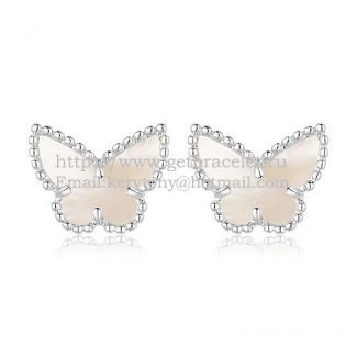 Van Cleef & Arpels Sweet Alhambra Butterfly Earrings White Gold With White Mother Of Pearl