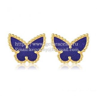 Van Cleef & Arpels Sweet Alhambra Butterfly Earrings Yellow Gold With Lapis Stone Mother Of Pearl