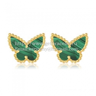 Van Cleef & Arpels Sweet Alhambra Butterfly Earrings Yellow Gold With Malachite Mother Of Pearl