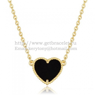 Van Cleef Arpels Sweet Alhambra Heart Pendant Yellow Gold With Black Onyx Mother Of Pearl